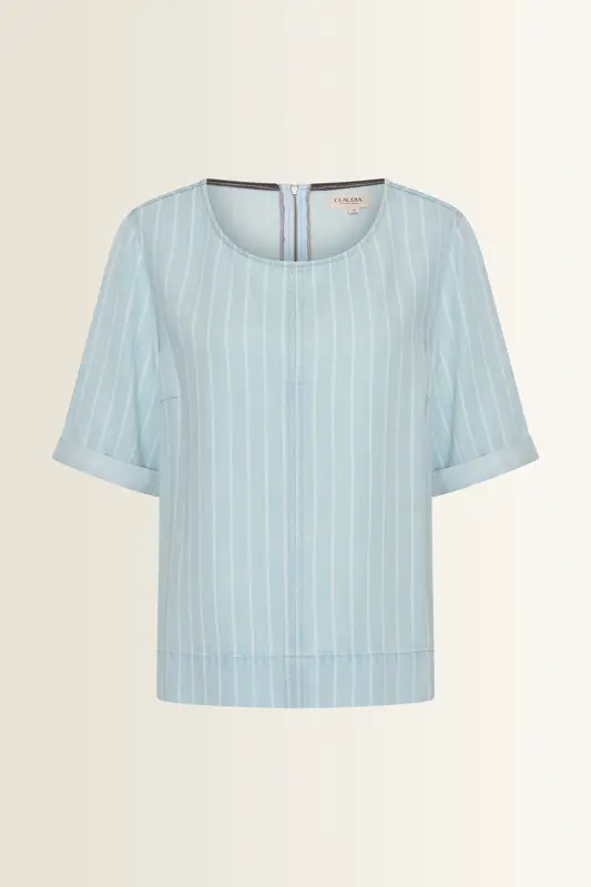 Denim top met pinstripes