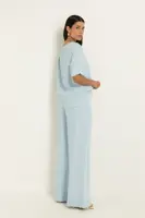 Denim top met pinstripes