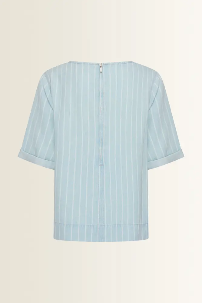 Denim top met pinstripes
