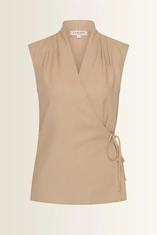 Mouwloze wrap blouse