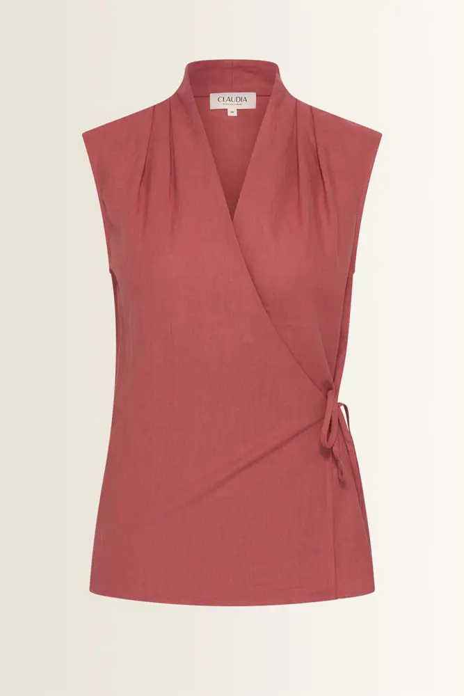 Mouwloze wrap blouse