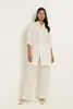 Wide leg broek in linnenblend