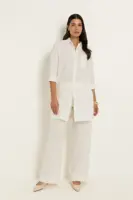 Wide leg broek in linnenblend
