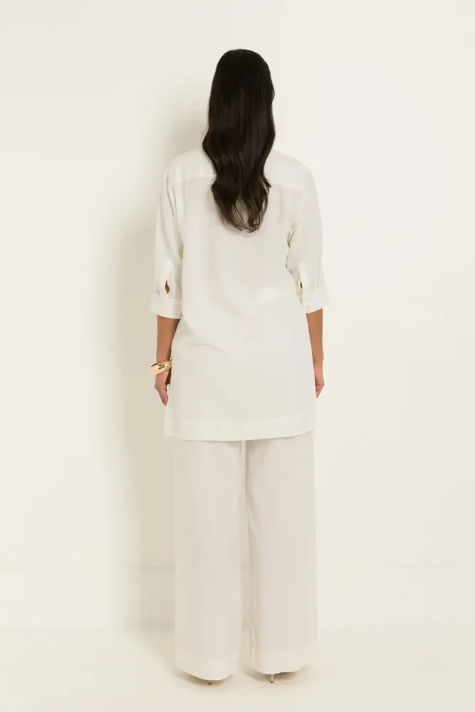 Wide leg broek in linnenblend