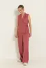 Wide leg broek in linnenblend