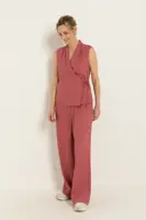 Wide leg broek in linnenblend