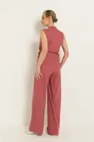 Wide leg broek in linnenblend