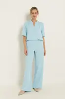 Wide leg broek in lichte structuur
