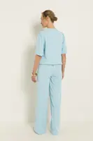Wide leg broek in lichte structuur