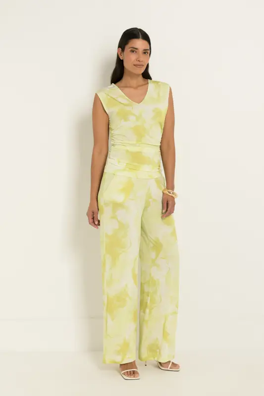 Jersey broek met printdessin