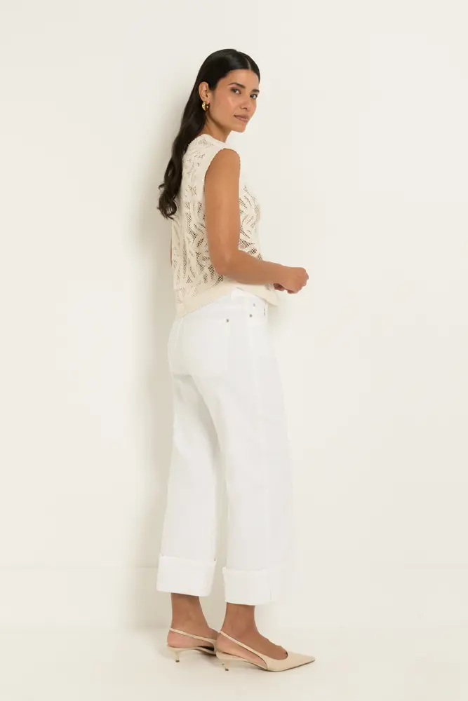 Cropped jeans met brede omslag