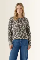Korte wolmix trui met leopard dessin OUI