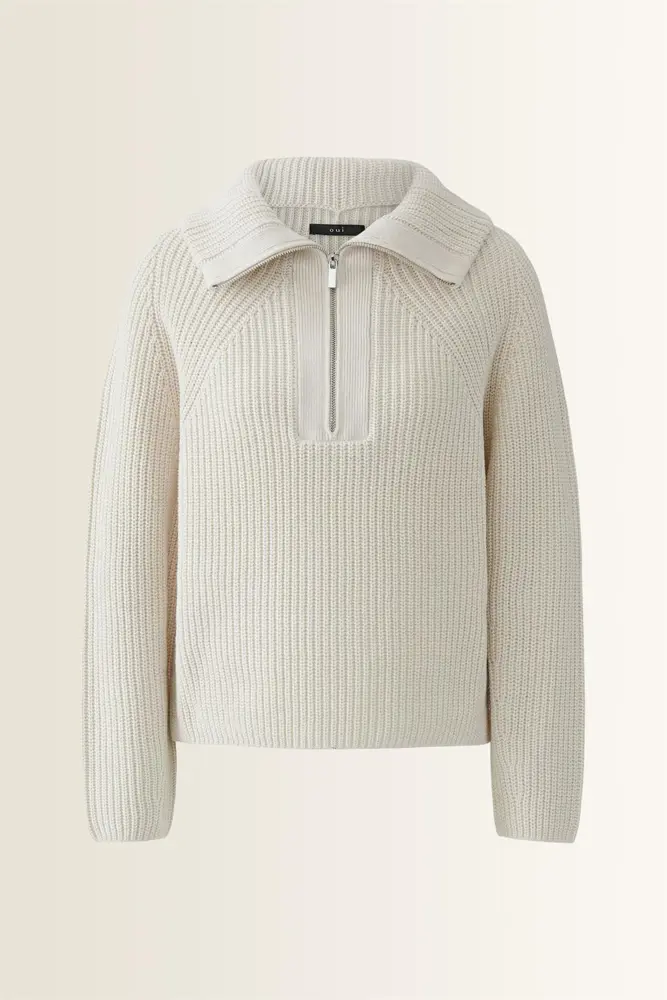 Ribgebreide pullover met troyerkraag OUI