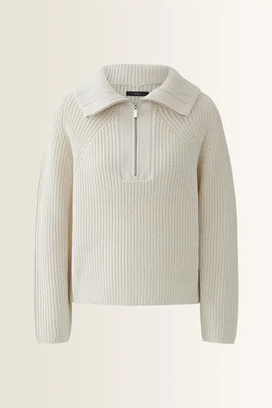Ribgebreide pullover met troyerkraag OUI