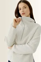 Ribgebreide pullover met troyerkraag OUI