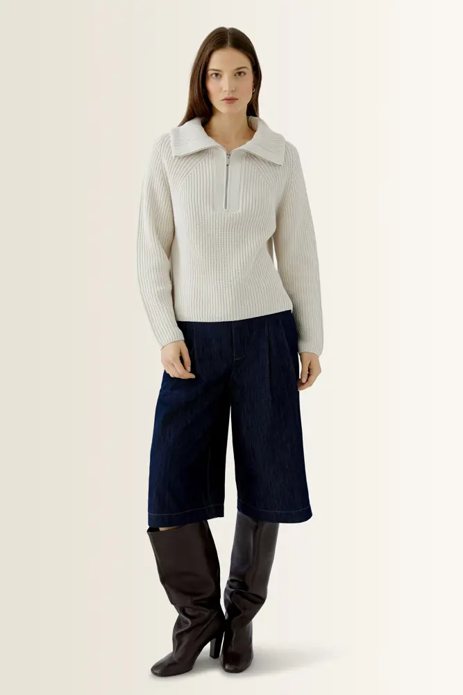 Ribgebreide pullover met troyerkraag OUI