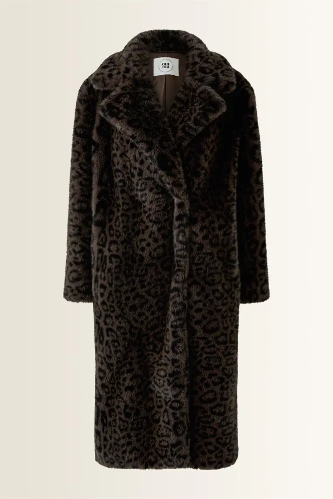 Faux fur mantel met leopardprint OUI