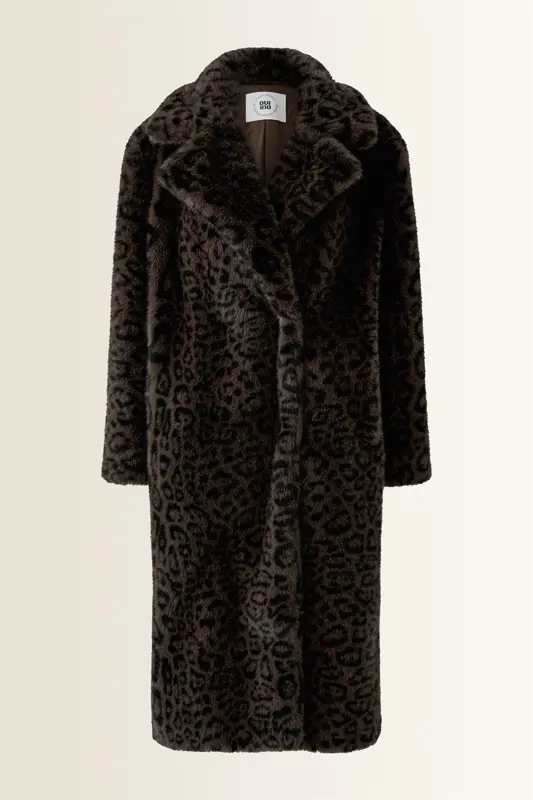 Faux fur mantel met leopardprint OUI