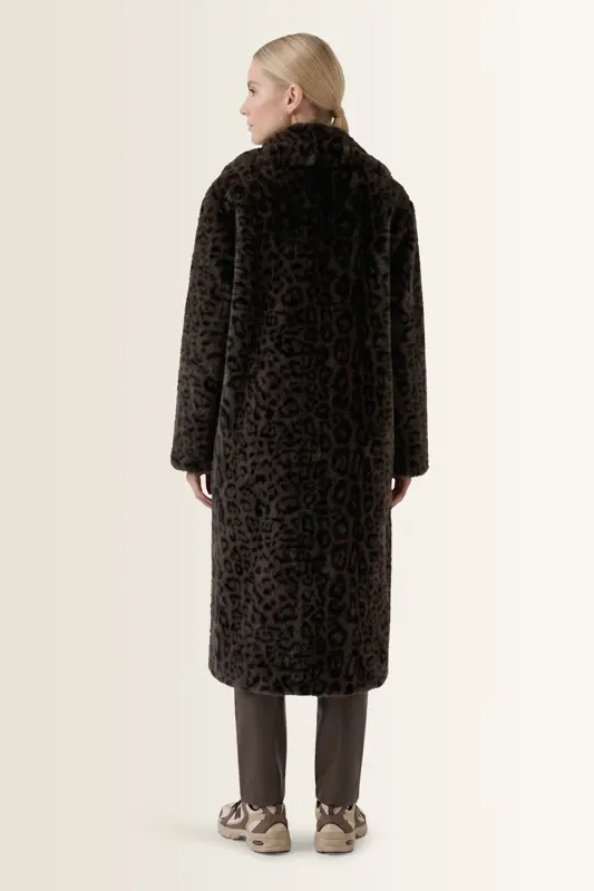 Faux fur mantel met leopardprint OUI