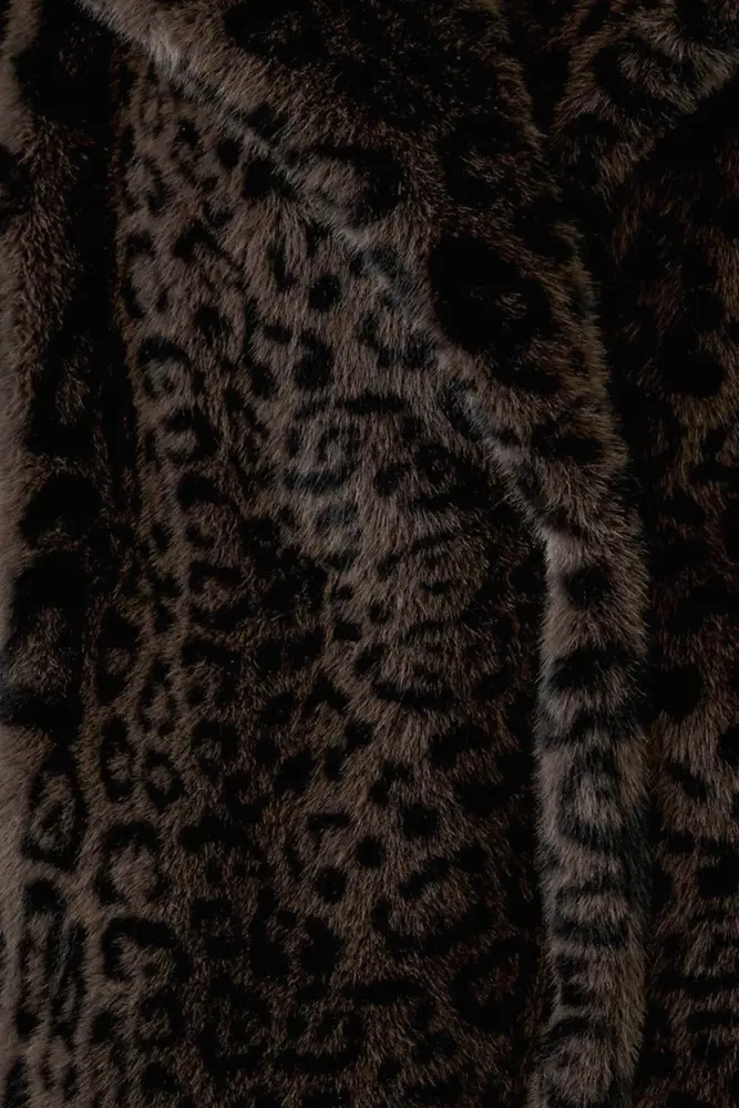 Faux fur mantel met leopardprint OUI
