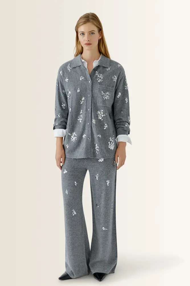 Wolblend broek met subtiele glans OUI