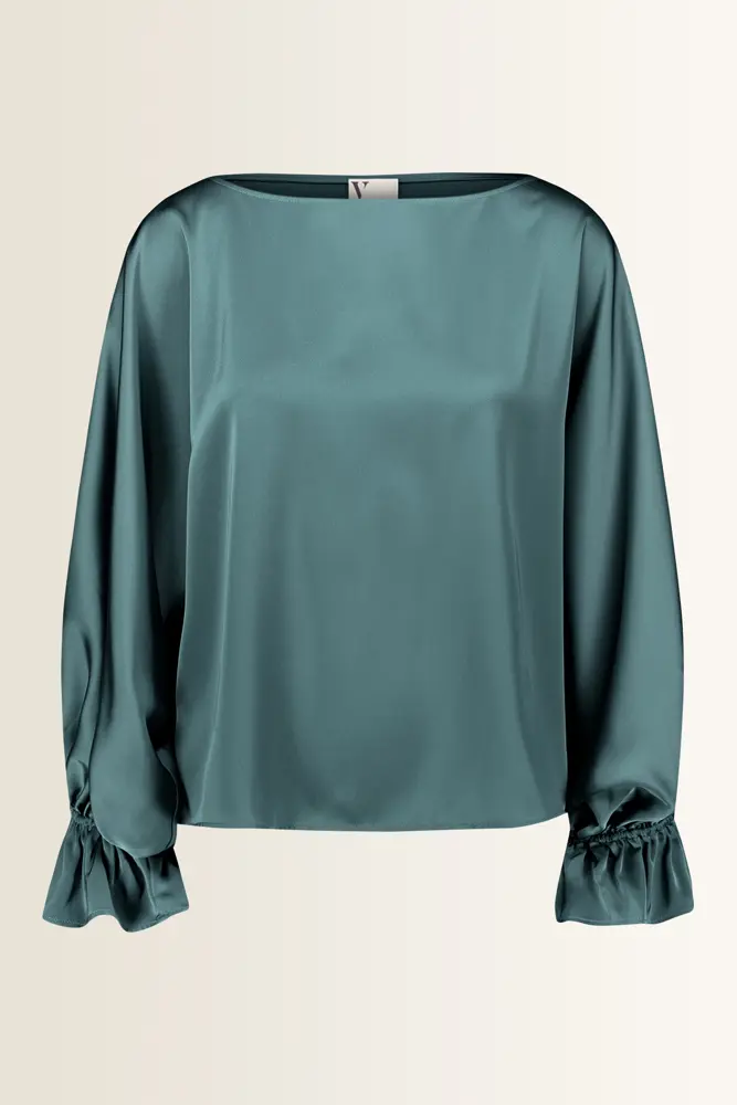 Satijnen blouse met volantmanchetten Vera Mont