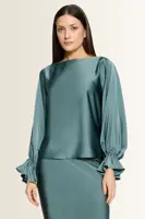 Satijnen blouse met volantmanchetten Vera Mont