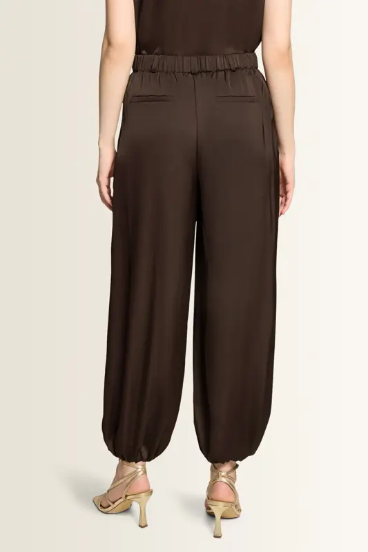 Satijnen broek met ballonzoom Vera Mont