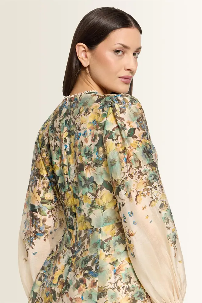 Florale jurk met pofmouwen Vera Mont
