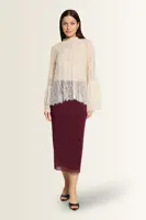 Kanten blouse met trompetmouwen Vera Mont