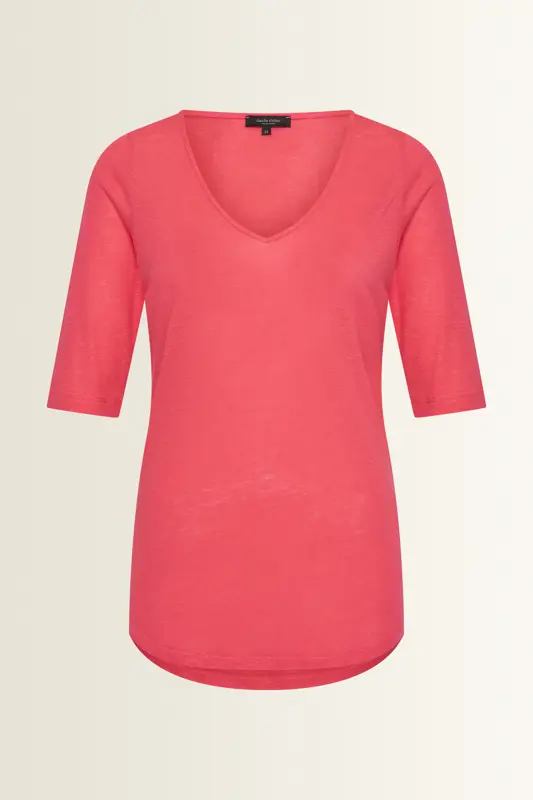 Linnenmix top met V-hals