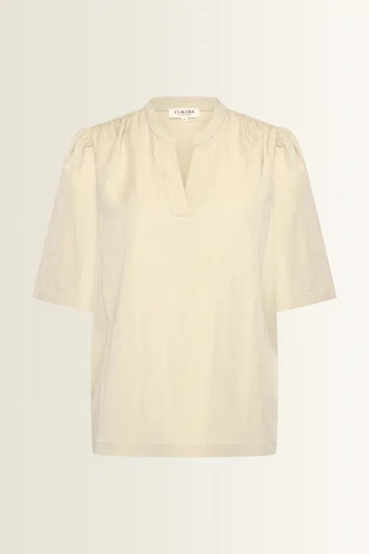 Licht glanzende blouse met V-hals