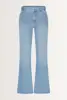 Flared denim jeans gevlochten detail