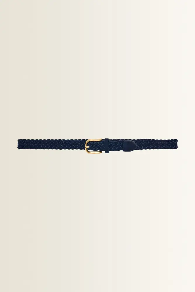 Gevlochten riem van suèdeleer