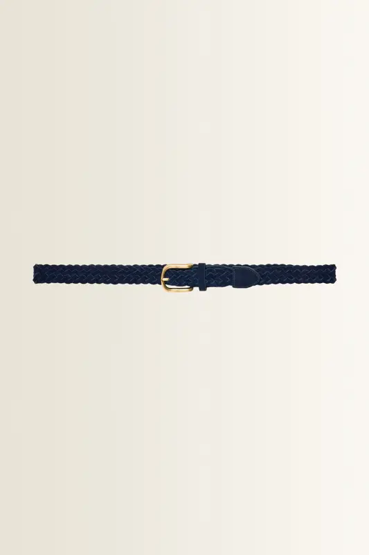 Gevlochten riem van suèdeleer