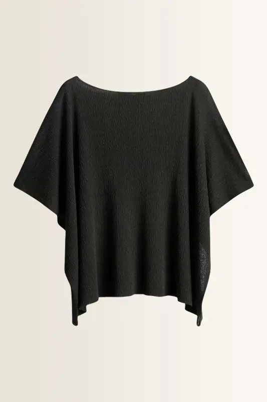 Fijngebreide poncho met crinkle structuur Beyara cape Someday