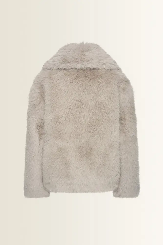 Jasje van langharige faux fur met sjaalkraag MAURA