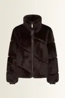 Kort jack van faux fur met diagonale banen MAURA