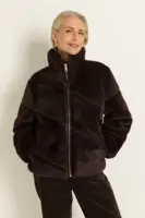 Kort jack van faux fur met diagonale banen MAURA