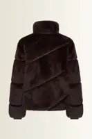 Kort jack van faux fur met diagonale banen MAURA