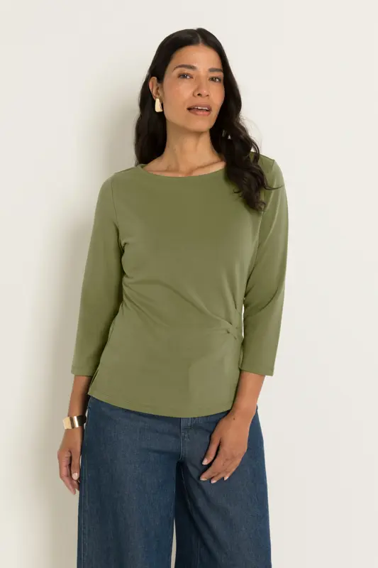 Jersey top met zijdrapering