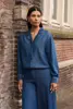 Denim blouse met aantrekkoord