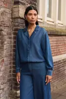 Denim blouse met aantrekkoord