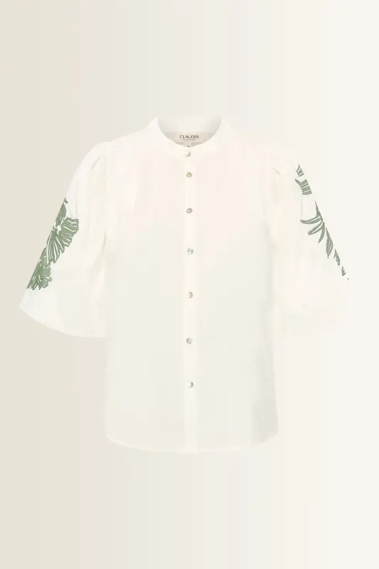 Katoenen blouse met bloemenborduursel