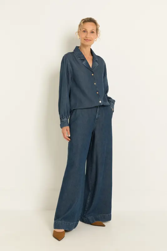 Broek in soepelvallende denim
