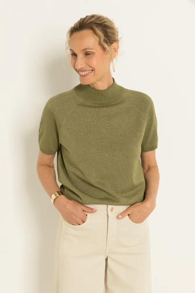 Trui met korte col en lurex-effect