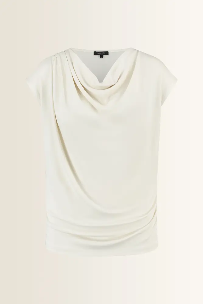 Jersey top met drapehals