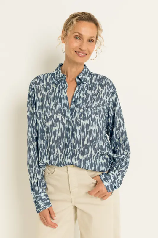 Print blouse met subtiele structuur