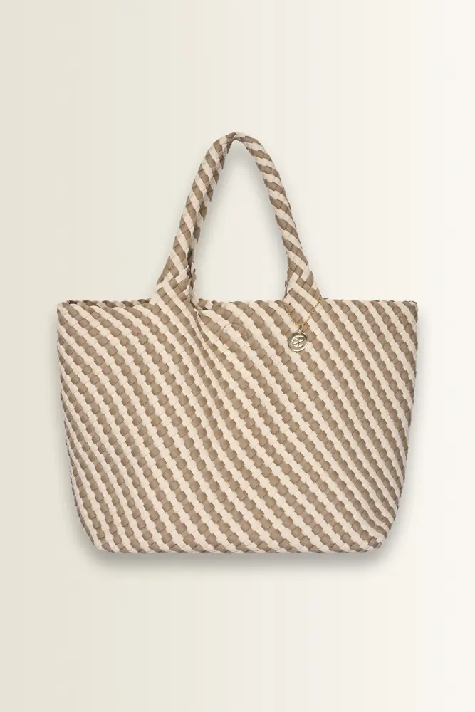Shopper met tweekleurige vlechtstructuur
