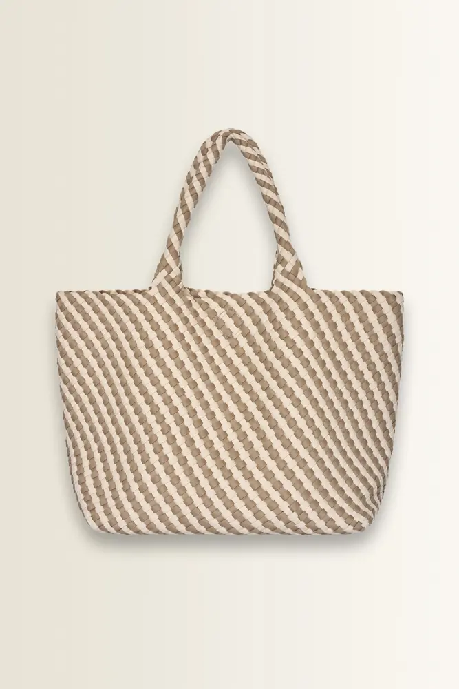 Shopper met tweekleurige vlechtstructuur